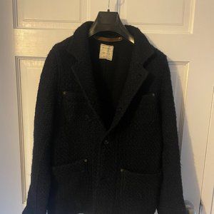 Billy Reid Dark Navy Bubble Knit Chore Jacket/Cardigan
